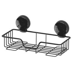 Orion SuctionLoc Black Rectangular Shower Basket -Shower Essence orsl03b l