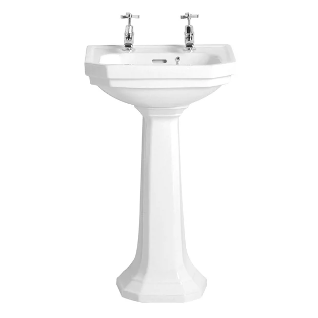 Heritage - Granley Deco 2TH Cloakroom Basin & Pedestal 3 Heritage - Granley Deco 2TH Cloakroom Basin & Pedestal