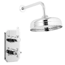 Nuie Edwardian Twin Concealed Thermostatic Shower Valve With 8" Apron Fixed Head