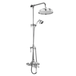 Nuie Victorian Exposed Valve Inc. Riser Kit, Diverter, 12 Inch Shower Rose + Handset -Shower Essence premiervictorianexposedvalvewrigidriserkitdiverter12inchshowerrosed1