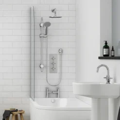 Pablo Triple Thermostatic Valve With Round Shower Head And Slider Rail Kit -Shower Essence pttvss d2