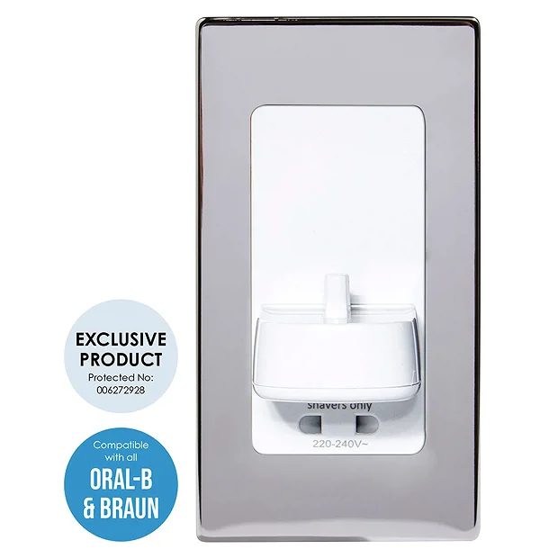 Proofvision Oral-B In Wall Electric Toothbrush Charger With Shaver Socket - Polished Steel 5 Proofvision Oral-B In Wall Electric Toothbrush Charger With Shaver Socket - Polished Steel - Image 3