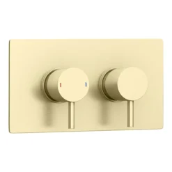 Arezzo Brushed Brass Twin Concealed Shower Valve Inc. 300mm Head + 200mm Ceiling Mounted Arm