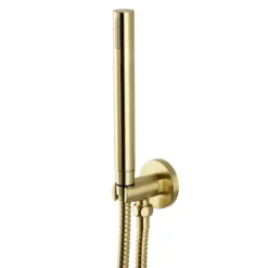 Arezzo Brushed Brass Round Thermostatic Shower Pack With Head + Handset (Oval Backplate) -Shower Essence rd4bbpkr d2