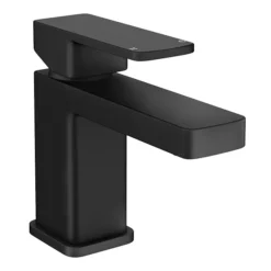 Rondo Double Wall Hung Basin Package With Matt Black Square Taps + Bottle Traps -Shower Essence rdmbpkd2