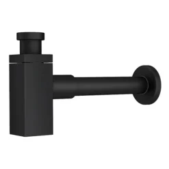 Rondo Double Wall Hung Basin Package With Matt Black Square Taps + Bottle Traps