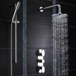 Hudson Reed Reign Triple Concealed Thermostatic Shower Valve With Diverter - Round Plate -Shower Essence rei3417 detail2