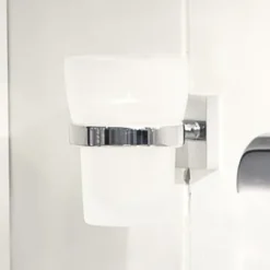 Smedbo House - Polished Chrome Holder With Frosted Glass Tumbler