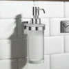 Smedbo House - Polished Chrome Holder With Frosted Glass Soap Dispenser