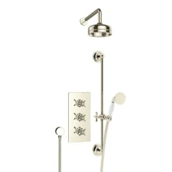 Heritage Dawlish Concealed Valve With 6" Fixed Head & Adjustable Riser - Vintage Gold -Shower Essence sdcdual06 d2