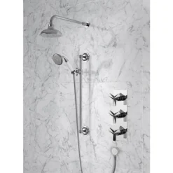 Heritage Hemsby Dual Control Recessed Valve With Twin Stopcock, 6" Fixed Head And Handset -Shower Essence shpdual03 d1