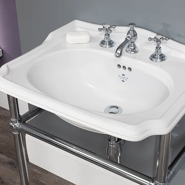 Silverdale Balasani 600mm Wide Basin With Chrome Stand 3 Silverdale Balasani 600mm Wide Basin With Chrome Stand