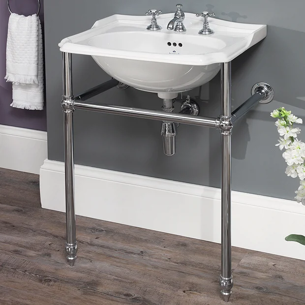 Silverdale Balasani 600mm Wide Basin With Chrome Stand 4 Silverdale Balasani 600mm Wide Basin With Chrome Stand - Image 2