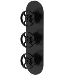 Hudson Reed Revolution Industrial Triple Concealed Thermostatic Shower Valve - Matt Black