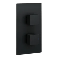 Arezzo Matt Black Square Shower Package (inc. Valve, 200 X 200 Square Head And 90-Degree Bend Arm) -Shower Essence sq4blkpk n detail2