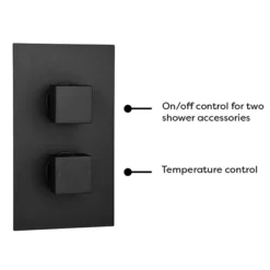 Arezzo 400mm Matt Black Recessed Square Shower Package With Concealed Valve + Handset -Shower Essence sq6blkpk d4