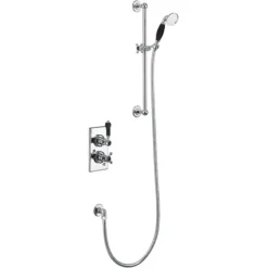 Burlington Trent Black Thermostatic Concealed Single Outlet Shower Valve With Slide Rail, Hose & Handset