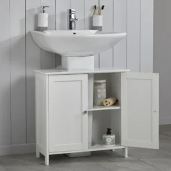 Tongue And Groove Under Basin Cabinet - White -Shower Essence tg109md1