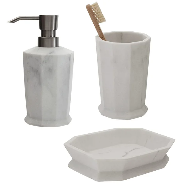Trafalgar Grey Marble Effect Polyresin Bathroom Accessories Set 3 Trafalgar Grey Marble Effect Polyresin Bathroom Accessories Set