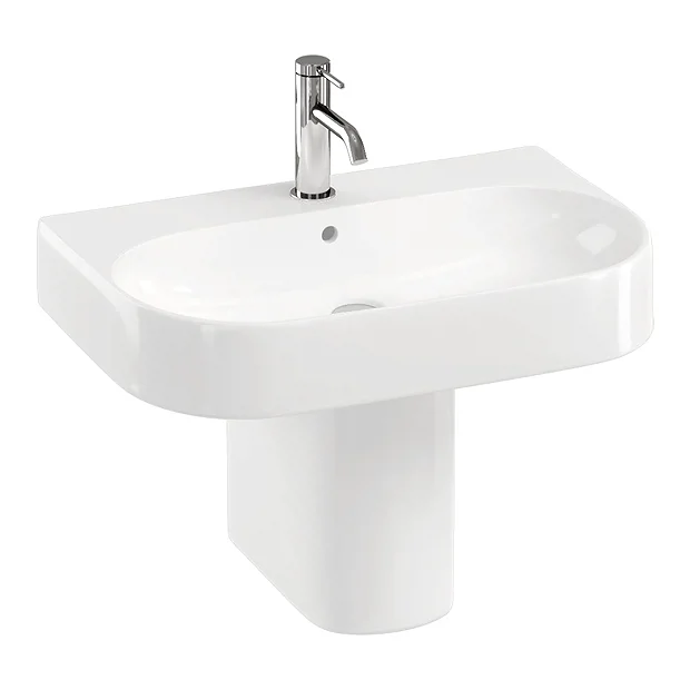 Britton Bathrooms Trim 600mm 1TH Basin With Semi Pedestal 4 Britton Bathrooms Trim 600mm 1TH Basin With Semi Pedestal - Image 2