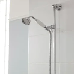 Nuie Traditional Exposed Thermostatic Triple Shower Valve Inc. Riser, 4" Rose & Slide Rail Kit