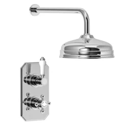 Trafalgar Traditional Twin Concealed Thermostatic Shower Valve Inc. 8" Apron Fixed Head -Shower Essence trafalgartraditionaltwinconcealedthermostaticshowervalveinc8apronfixedheaddetail1