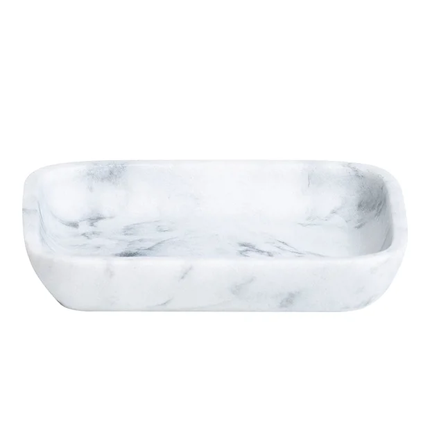 Trafalgar White Marble Effect Polyresin Soap Dish 3 Trafalgar White Marble Effect Polyresin Soap Dish