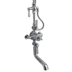 Hudson Reed Topaz Triple Thermostatic Shower Valve With Rigid Riser Kit & Bath Spout