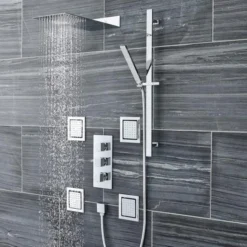 Ultra Volt Concealed Thermostatic Triple Shower Valve With Built-in Diverter -Shower Essence ultravoltconcealedthermostatictripleshowervalvewithbuiltiindiverterd1