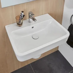Villeroy & Boch Villeroy And Boch O.novo Square 1TH Washbasin + Semi Pedestal -Shower Essence vbnvs55bassp d1