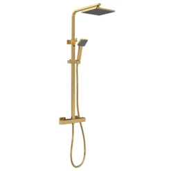 Venice Cubo Brushed Brass Modern Thermostatic Shower