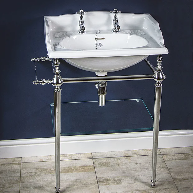 Silverdale Victorian 635mm Wide Basin With Chrome Stand 3 Silverdale Victorian 635mm Wide Basin With Chrome Stand