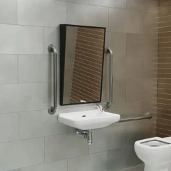 Venice Matt Black 500 X 800mm Angled Mirror -Shower Essence ven5080mb d1