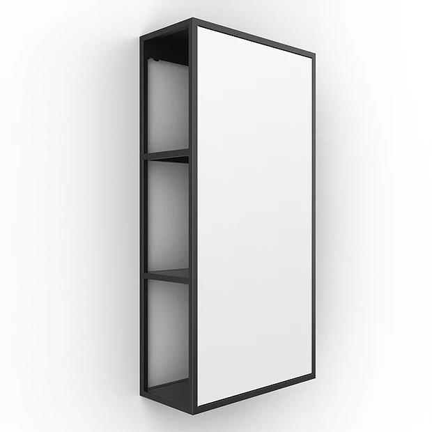 Venice Black 300 X 600mm Mirror With Open Shelves 4 Venice Black 300 X 600mm Mirror With Open Shelves - Image 2