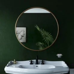 Venice Brushed Brass 600mm Round Mirror 11 Venice Brushed Brass 600mm Round Mirror -Shower Essence venr60bra d3