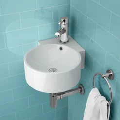 Othello Round Wall Hung Corner Basin 1TH - 310 X 440mm -Shower Essence ves035 n d1