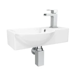 Valencia Wall Hung Basin (400mm Wide - Gloss White) -Shower Essence vgw4 d1