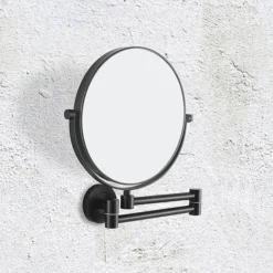 Venice Matt Black 5x Magnifying Cosmetic Mirror With Round Wall Plate 9 Venice Matt Black 5x Magnifying Cosmetic Mirror With Round Wall Plate -Shower Essence vncmrnmb d1