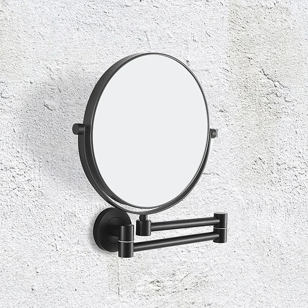Venice Matt Black 5x Magnifying Cosmetic Mirror With Round Wall Plate 5 Venice Matt Black 5x Magnifying Cosmetic Mirror With Round Wall Plate - Image 3
