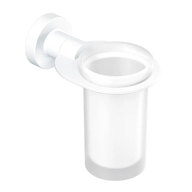 Venice White Glass Tumbler & Holder 3 Venice White Glass Tumbler & Holder