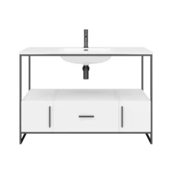 Venice 1200 Black Frame Basin Washstand Incl. Solid Stone Basin -Shower Essence vws12 n d5