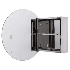 Croydex Severn Circular Door Mirror Cabinet - Stainless Steel -Shower Essence wc836005 n d1