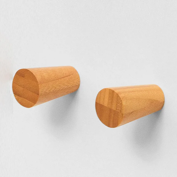 Wooden Robe Hooks Bamboo (Pack Of 2) 3 Wooden Robe Hooks Bamboo (Pack Of 2)