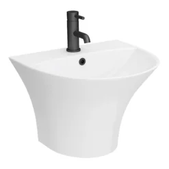 Arezzo Curved Ceramic One Piece Wall Hung Basin 1TH - 540mm Wide
